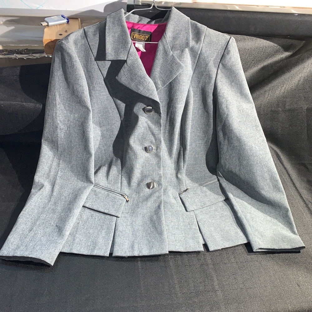VirgoII Size10 woman’s Grey ButtonUp Dress top vtg